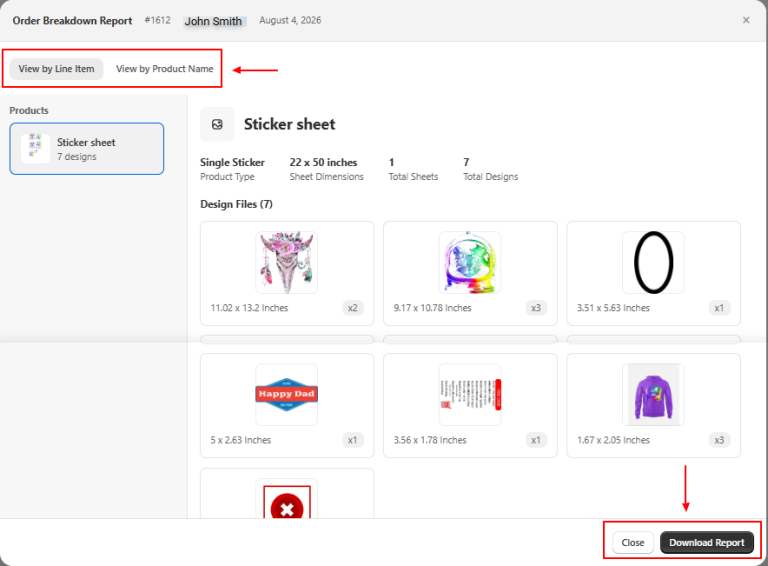 order breakdown report feature in kixxl