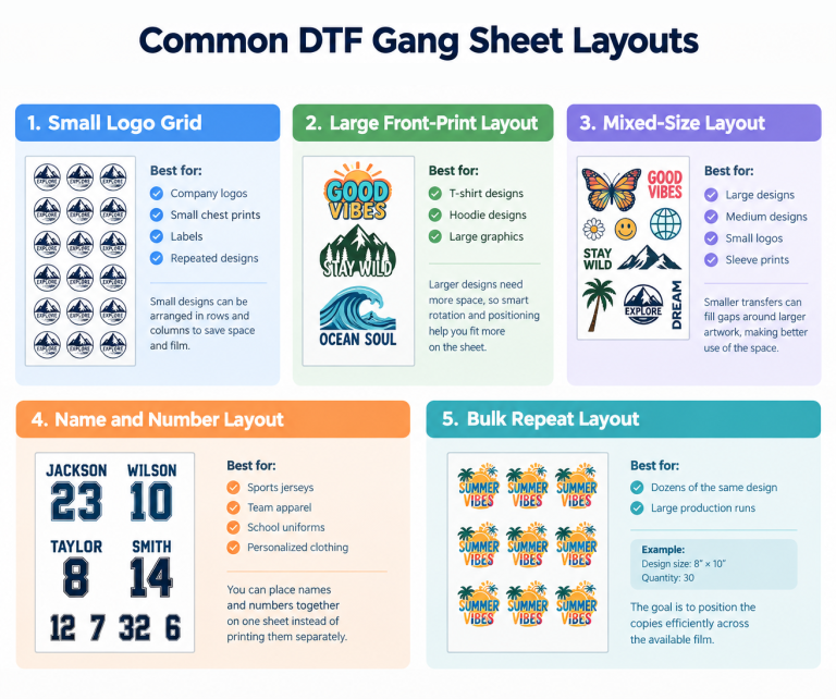 common dtf gang sheet layouts